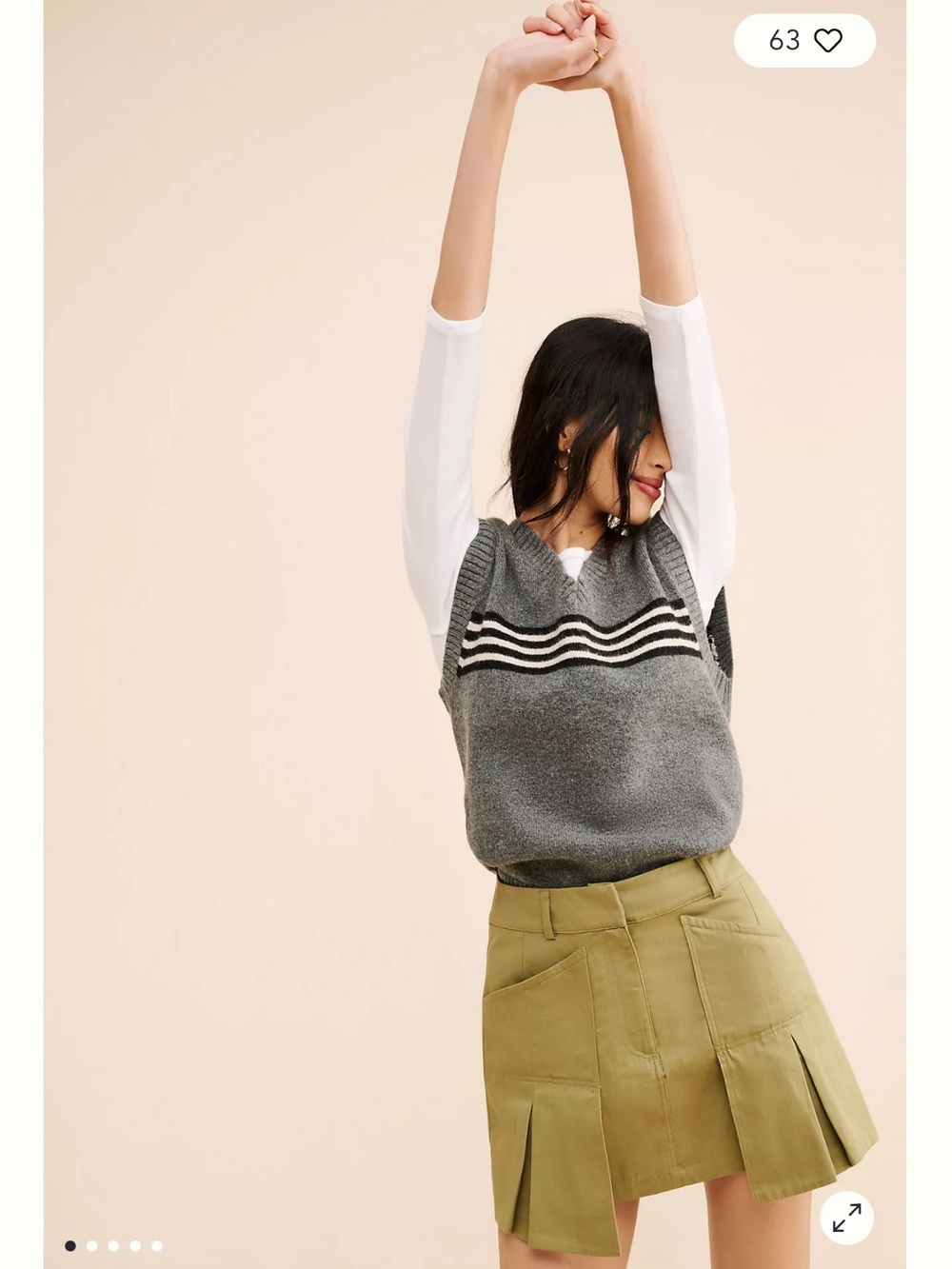 Anthropologie Olive Green Pleated Cargo Mini Skirt Utility Y2K Style M - Picture 9 of 11